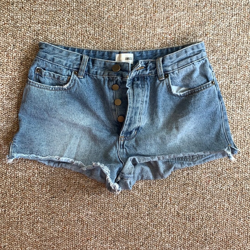 Light denim button up jean shorts
